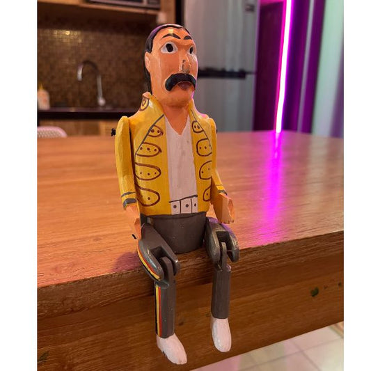 Freddie Mercury Wooden Doll Toy Figurine Rock Wood Handmade
