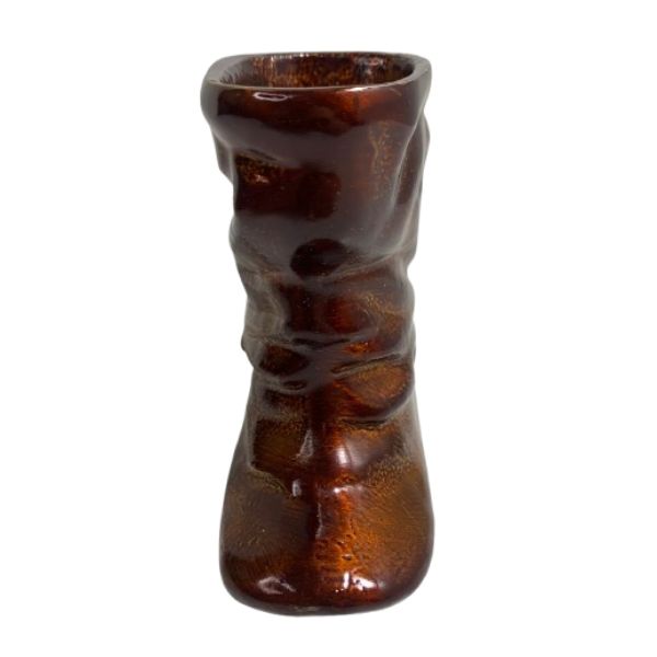 Soviet Russian 1960s Ceramic Cup Boots Brown Glaze Mug USSR Art