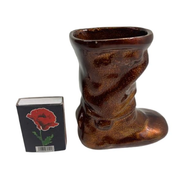 Soviet Russian 1960s Ceramic Cup Boots Brown Glaze Mug USSR Art
