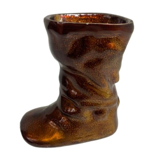 Soviet Russian 1960s Ceramic Cup Boots Brown Glaze Mug USSR Art