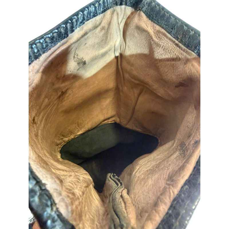 Interior view of original Soviet RKKA Civil War and WW2 leather boots, size 43, wide calf version.