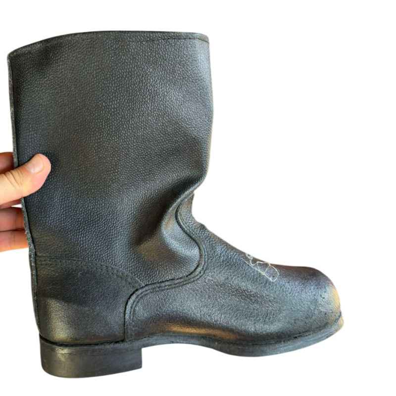 Original 1980s Soviet Army winter kirza boots size 43 side view