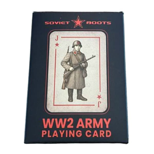 WW2 Soviet army playing cards box, Soviet soldier illustration, military playing cards, USSR deck, Russian WW2 card set
