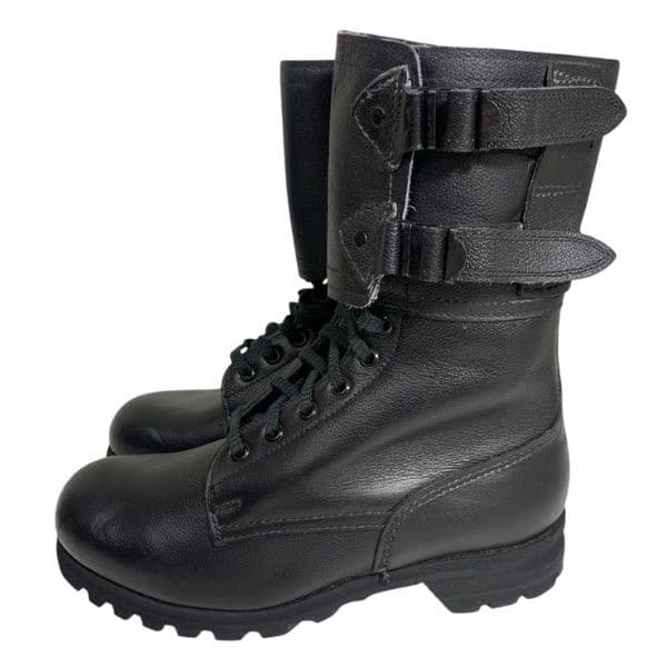 Vintage Czechoslovakia combat boots side view leather military boots with straps Cold War 1980s