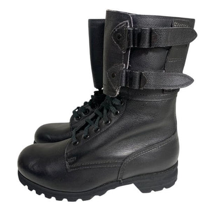 Vintage Czechoslovakia combat boots side view leather military boots with straps Cold War 1980s