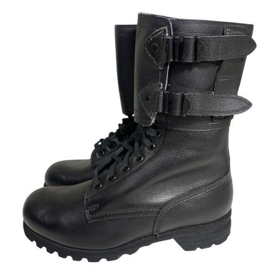 Vintage Czechoslovakia combat boots side view leather military boots with straps Cold War 1980s