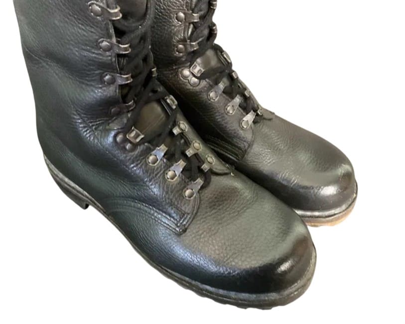 Original Bundeswehr leather boots side profile authentic German military footwear