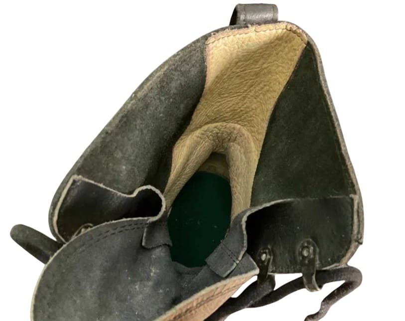 Interior of vintage German Bundeswehr boots original lining and markings