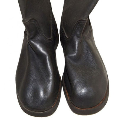 Classic DOT sole pattern on Soviet WW2 kirza jackboots for historical accuracy
