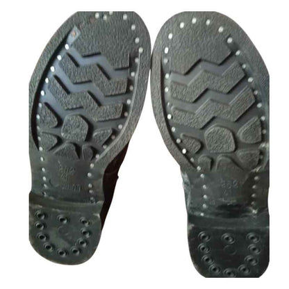 Heavy-duty rubber sole of original Soviet M88 Afghan combat boots with durable military tread.