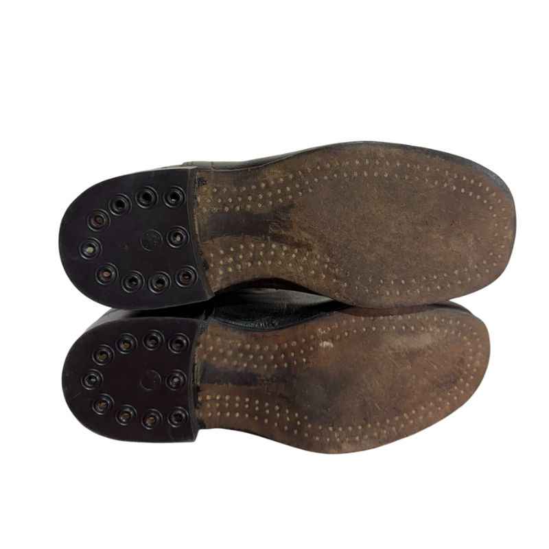 Leather soles with traditional wooden pegs on original Soviet RKKA Civil War and WW2 leather boots.