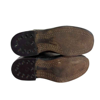 Leather soles with traditional wooden pegs on original Soviet RKKA Civil War and WW2 leather boots.