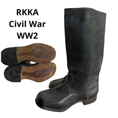 Original Soviet RKKA yuft boots from the Civil War and WW2 era, genuine leather military boots, size 42.