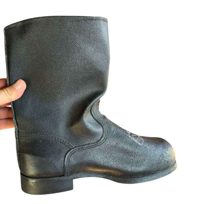 Original 1980s Soviet Army winter kirza boots size 43 side view
