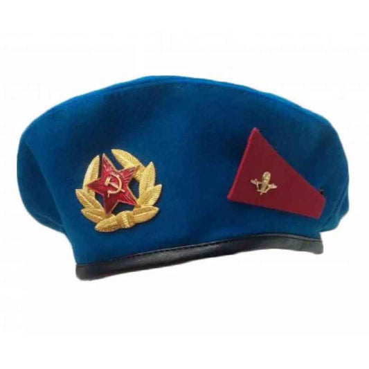 Original USSR Airborne Forces blue beret with Soviet star and VDV insignia