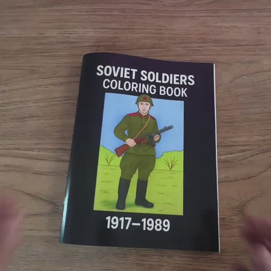 Video showcasing the Soviet Soldiers military coloring book with historical uniforms and illustrated soldier pages