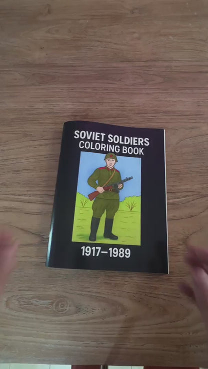 Video showcasing the Soviet Soldiers military coloring book with historical uniforms and illustrated soldier pages