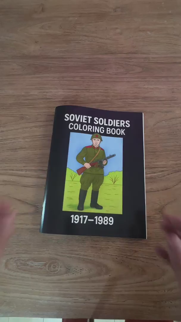 Video showcasing the Soviet Soldiers military coloring book with historical uniforms and illustrated soldier pages