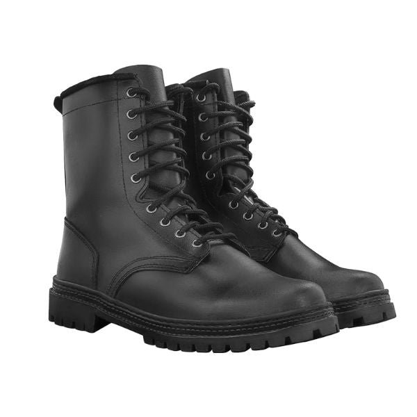 Russian combat boots inspired by Spetsnaz military tactical footwear, front view