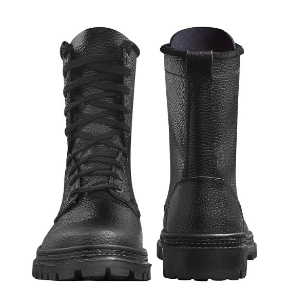 Back view of Russian OMON combat boots inspired by military surplus footwear

