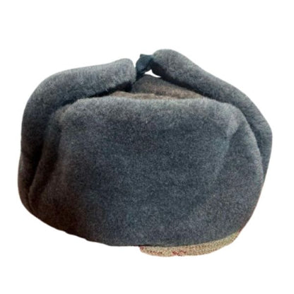 Top view of original Russian ushanka winter fur hat
