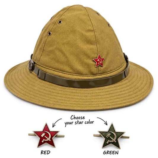 Soviet Afghan War panama hat with red and green star badge options