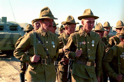 Soviet Afghan War Soldiers Wearing Panamanka Hats and Russian Army Uniforms