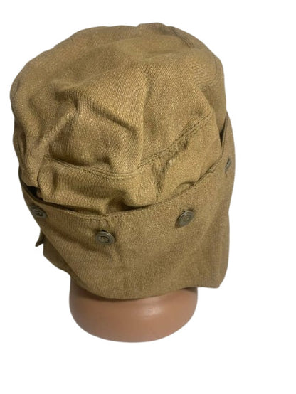 Back view of Soviet Afghanka cap M88 with ear flaps USSR military hat