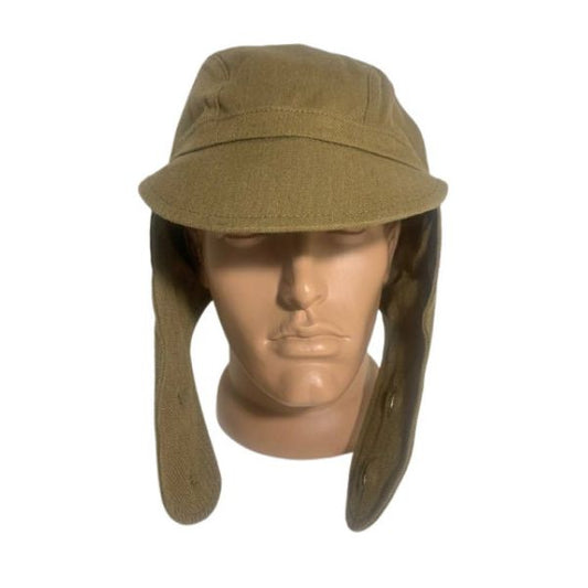 Soviet Afghanka cap M88 front view with ear flaps down Afghanistan war military hat USSR