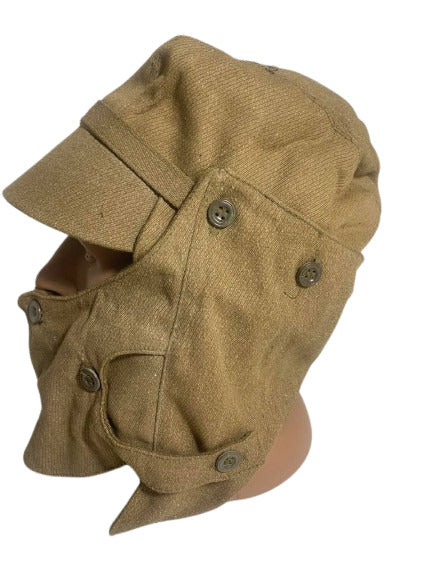 Side view of Afghanka cap with face cover Soviet military winter hat USSR