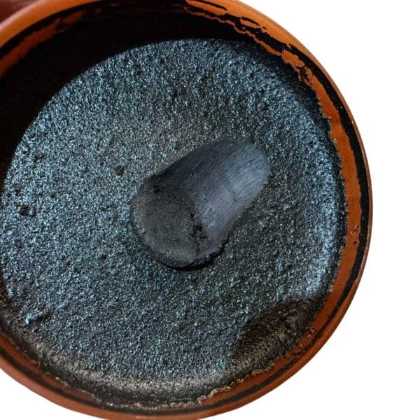 Inside view of black Soviet military boot polish, Afghan War period