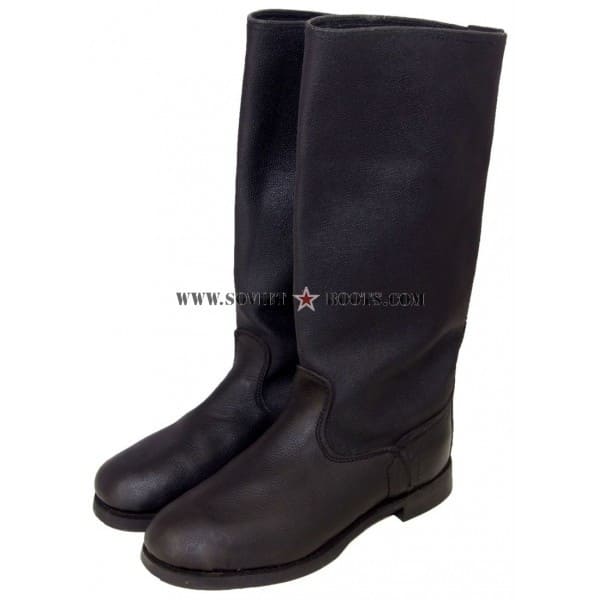 Soviet Army Kirza boots angled view Russian jackboots sapogi military footwear