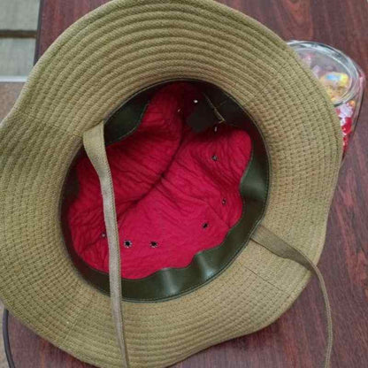 Soviet M1938 Border Guard Panama Hat interior with red quilted lining