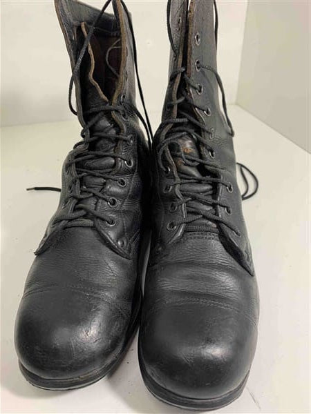Front view of Soviet M69 combat boots showing lacing and toe shape