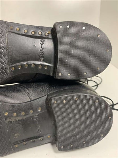 Close-up of heel and sole of Soviet M69 Margelovki boots with reinforced rubber pads
