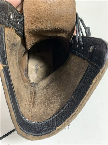 Inside view of Soviet M69 boots showing leather lining and construction details