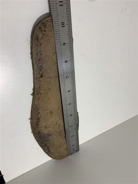 Insole measurement of Soviet M69 boots showing length for size reference
