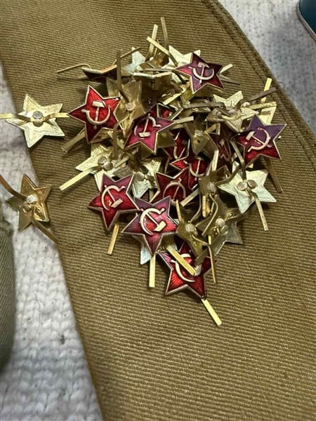 Red Army pilotka star badge WW2 era, Soviet military reenactment insignia
