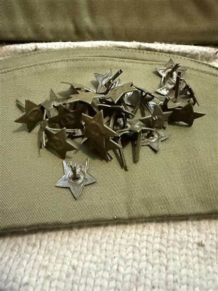 Soviet military cap star with hammer and sickle, living history reenactment badge
