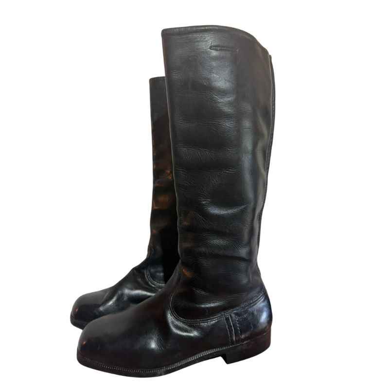 Front angle view of original Soviet RKKA leather boots