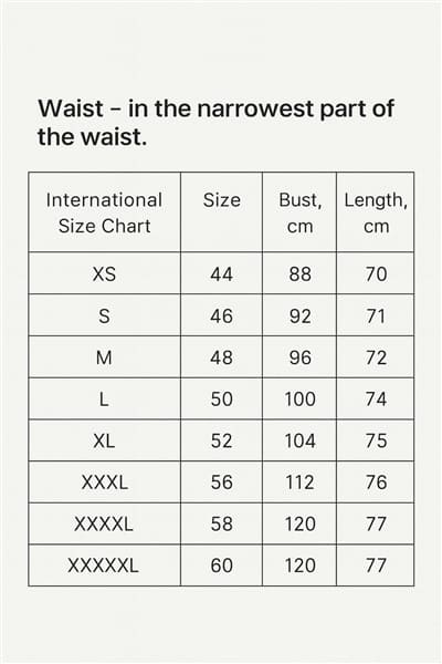 Telnyashka size chart Soviet shirt measurements chest length sizing guide