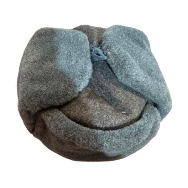 Authentic Russian ushanka hat side view from Soviet military stock
