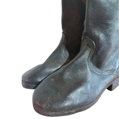 Close-up of original Soviet yuft leather boots