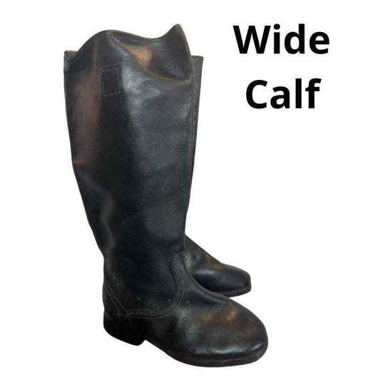 Original Soviet yuft boots with leather soles and wide 46 cm calf