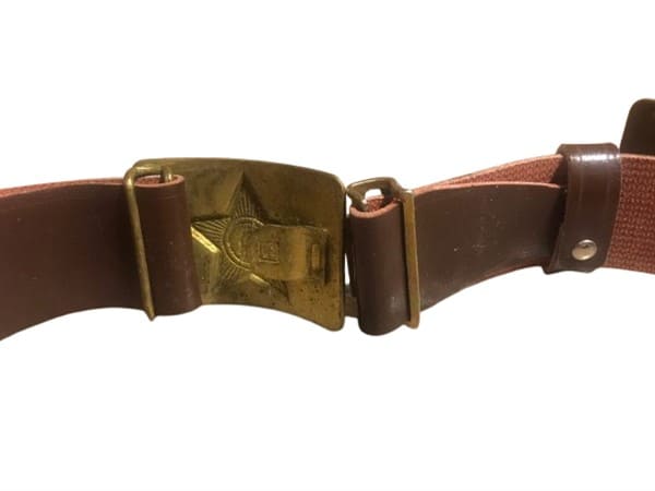Close up of USSR belt buckle with star Soviet military Afghan Cold War detail