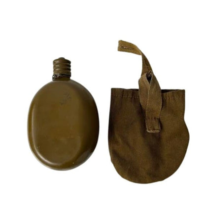 Vintage USSR soldier flask military canteen close up original Soviet army equipment
