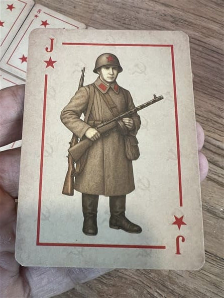 Soviet WW2 Jack soldier playing card close-up

