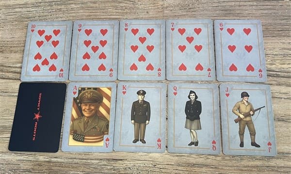 WW2 US Army playing cards full hearts suit set
